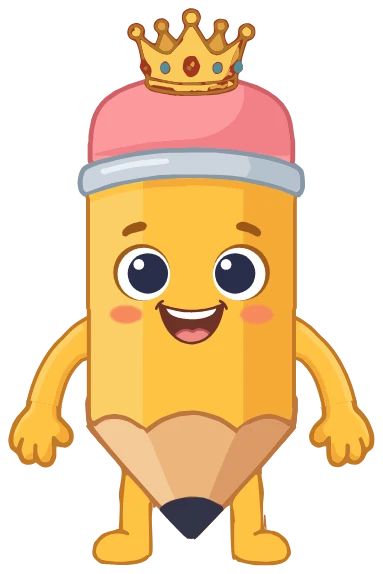 Pencil wearing a crown