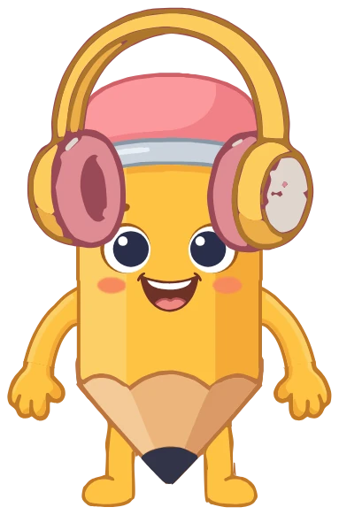 Pencil wearing a headphones
