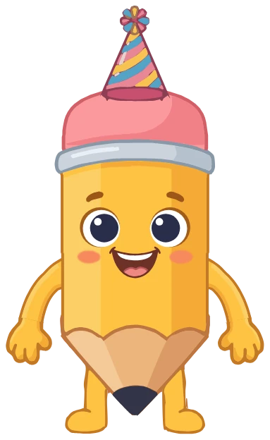 Pencil wearing a party hat