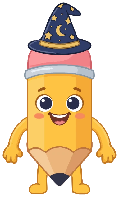 Pencil wearing a wizard hat